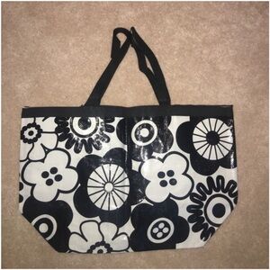 XL black white nylon shopping tote zips NIB